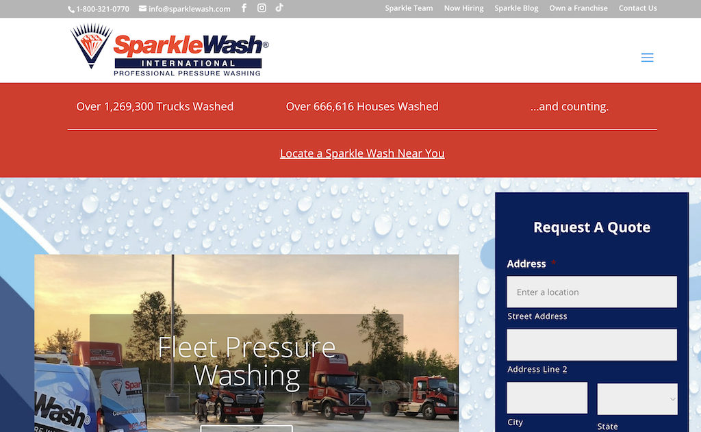 Captura de Imagen del Sitio Web de Lavado a Presion de Sparkle Wash